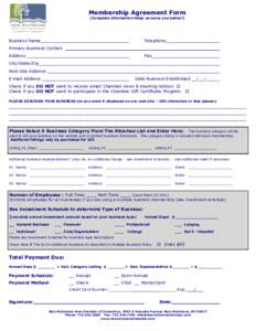 Membership Agreement Form (Complete information helps us serve you better!) Business Name  Telephone