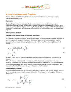 A look into Gassmann’s Equation