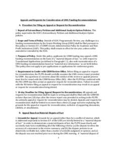 ! Appeals!and!Requests!for!Consideration!of!GWG!Funding!Recommendations! ! A. Procedure!for!Filing!an!Appeal!or!Request!for!Reconsideration!  