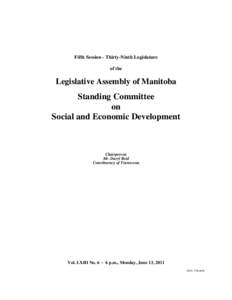 The Legislative Assembly of Manitoba Debates and Proceedings