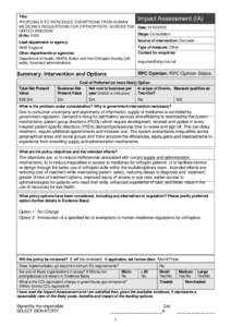 Title: PROPOSALS TO INTRODUCE EXEMPTIONS FROM HUMAN MEDICINES REGULATIONS FOR ORTHOPTISTS ACROSS THE Date: [removed]UNITED KINGDOM Stage: Consultation IA No: 5195