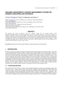 Taxonomy / Knowledge representation / Animal Diversity Web / Taxonomic database / Biodiversity informatics / Semantic Web / Data mining / Search engine indexing / Author citation / Science / Information science / Library science