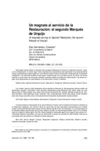 Un magnate al servicio de la Restauración: el segundo Marqués de Urquijo (A magnate serving on Spanish Restoration: the second Marquis of Urquijo)