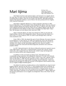 Mari Iijima  P.O. Box 1524 Culver City, CAhttp://www.marimusic.com/