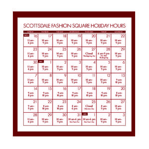 SCOTTSDALE FASHION SQUARE HOLIDAY HOURS SUNDAY NOV  MONDAY