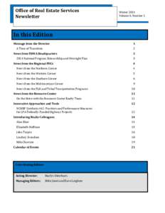 Office of Real Estate Services Newsletter Winter 2014 Volume 6, Number 1