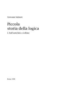 Giovanni Salmeri  Piccola storia della logica I. Dall’antichità a Leibniz