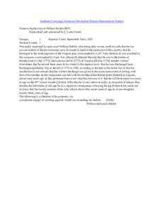 Southern Campaign American Revolution Pension Statements & Rosters Pension Application of William Bobbit R979 Transcribed and annotated by C. Leon Harris Georgia, } Superior Court, September Term, 1826