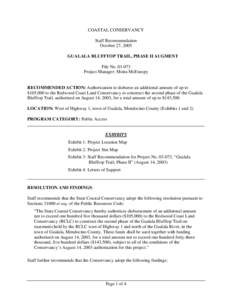 COASTAL CONSERVANCY Staff Recommendation October 27, 2005 GUALALA BLUFFTOP TRAIL, PHASE II AUGMENT File No[removed]Project Manager: Moira McEnespy