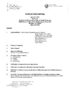 California Board of Chiropractic Examiners[removed]Public Board Meeting April 29, 2014