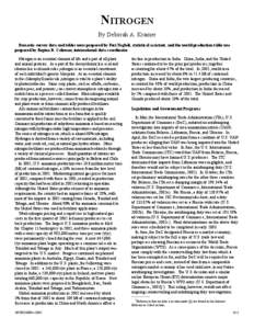 NITROGEN By Deborah A. Kramer Domestic survey data and tables were prepared by Feri Naghdi, statistical assistant, and the world production table was prepared by Regina R. Coleman, international data coordinator. Nitroge