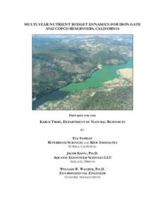 MULTI-YEAR NUTRIENT BUDGET DYNAMICS FOR IRON GATE AND COPCO RESERVOIRS, CALIFORNIA