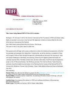 Microsoft Word - press release VT Film S.O.S. Initiative.doc