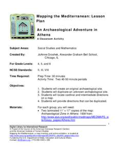 Mapping the Mediterranean: Lesson Plan An Archaeological Adventure in Athens A Classroom Activity