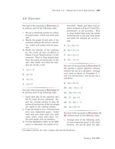 Section 4.3  Absolute Value Equations[removed]Exercises For each of the equations in Exercises 14, perform each of the following tasks.