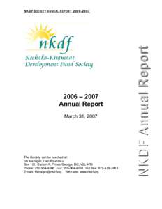 NKDFS OCIETY  ANNUAL REPORT[removed]