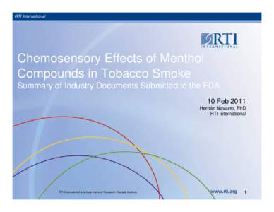 Chemosensory Effects of Menthol Compounds in Tobacco Smoke
