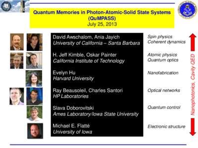 Quantum information science / Quantum electrodynamics / Cavity opto-mechanics / Quantum computer / Quantum optics / Spin / H. Jeff Kimble / Photonics / Photon / Physics / Optics / Spintronics