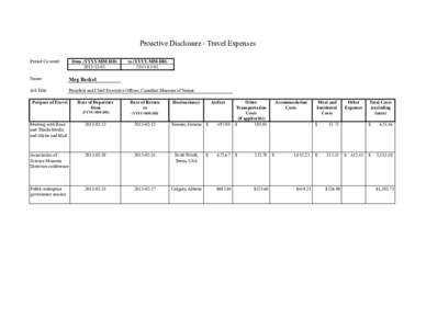 Proactive Disclosure - Travel Expenses Period Covered: from (YYYY-MM-DD[removed]