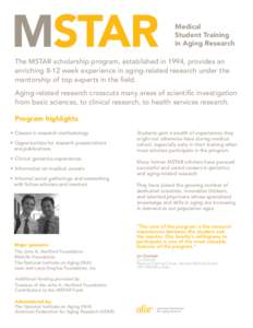 MSTAR  Medical Student Training in Aging Research