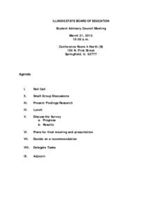 Student Advisory Council March 21, 2012 Meeting Agenda