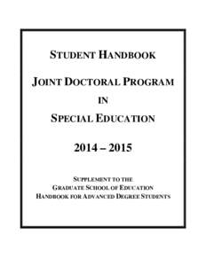 STUDENT HANDBOOK JOINT DOCTORAL PROGRAM IN SPECIAL EDUCATION 2014 – 2015