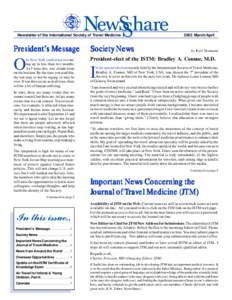 Newsletter of the International Society of Travel Medicine[removed]March/April President’s Message