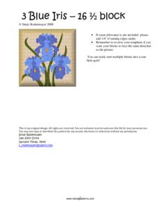 3 Blue Iris – 16 ½ block © Sindy Rodenmayer 2008 • •