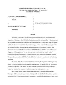 IN THE UNITED STATES DISTRICT COURT FOR THE SOUTHERN DISTRICT OF ALABAMA SOUTHERN DIVISION UNITED STATES OF AMERICA, Plaintiff,