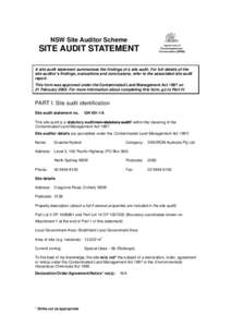 NSW Site Auditor Scheme  SITE AUDIT STATEMENT A site audit statement summarises the findings of a site audit. For full details of the site auditor’s findings, evaluations and conclusions, refer to the associated site a