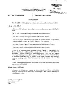 UNITED STATES BANKRUPTCY COURT SOUTHERN DISTRICT OF TEXAS Re: 2010 WORK ORDER