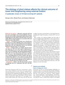 Acta Orthopaedica 2014; 85 (2): 181–[removed]The etiology of short stature affects the clinical outcome of lower limb lengthening using external fixation