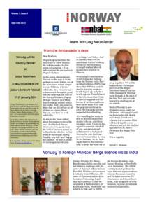 Volume 1, Issue 3  Team Norway Newsletter Sept-Dec 2013