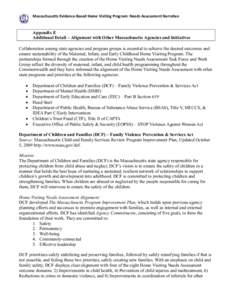 Massachusetts Evidence-Based Home Visiting Program: Needs Assessment Narrative  Appendix E Additional Detail – Alignment with Other Massachusetts Agencies and Initiatives Collaboration among state agencies and program 
