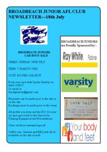 [removed]Broadbeach Cats Newsletter dated 18th  July  2013