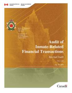 Audit of Inmate-Related Financial Transactions Internal Audit[removed]July 30, 2009