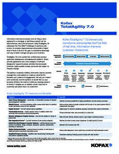 Kofax  TotalAgility 7.0 Kofax TotalAgility™ 7.0 dramatically transforms and simplifies the First Mile