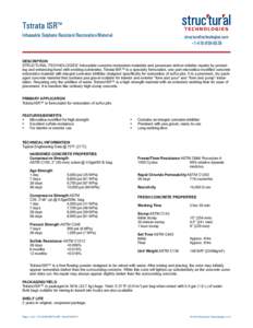 Tstrata ISR™ Infuseable Sulphate Resistant Restoration Material structuraltechnologies.com +[removed]