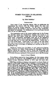 WOMEN TEACHERS IN OKLAHOMA 18B1860 Some pages of our American history offer no satisfaction for immediately the relation with the Indian people who were here before our arrival arrests attention. Yet the story of Christi