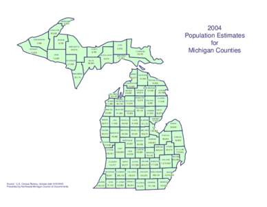 2004 Population Estimates for Michigan and Its Counties, U.S. Census Bureau (release date[removed])