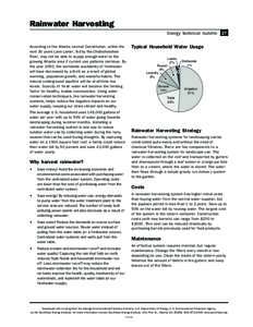 Rainwater Harvesting Energy technical bulletin 27 According to the Atlanta Journal Constitution, within the next 30 years Lake Lanier, fed by the Chattahoochee River, may not be able to supply enough water to the growing