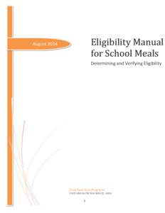 Eligibility Manual for School Meals