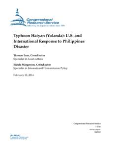 Typhoon Haiyan (Yolanda): U.S. and International Response to Philippines Disaster