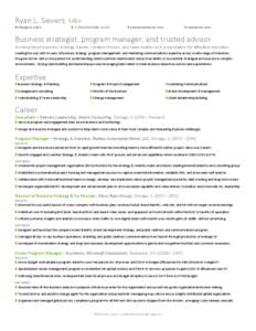 Resume for Ryan L. Sievers, MBA