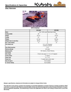 Disc Harrows  Specifications & Capacities Disc Harrows  DH10 Series