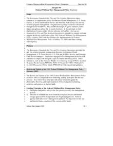 FEDERAL WILDLAND FIRE MANAGEMENT POLICY OVERVIEW  CHAPTER 01 Chapter 01 Federal Wildland Fire Management Policy Overview