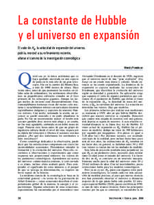 La constante de Hubble y el universo en expansión El valor de H0, la velocidad de expansión del universo,