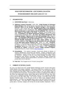 WORLD HERITAGE NOMINATION – IUCN TECHNICAL EVALUATION PITONS MANAGEMENT AREA (SAINT LUCIA) ID N° [removed]DOCUMENTATION