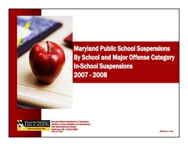 Maryland State Department of Education / Justice / Expulsion / School discipline / Suspension