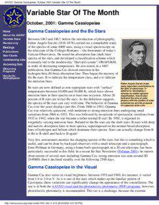 AAVSO: Gamma Cassiopeiae, October 2001 Variable Star Of The Month  Variable Star Of The Month